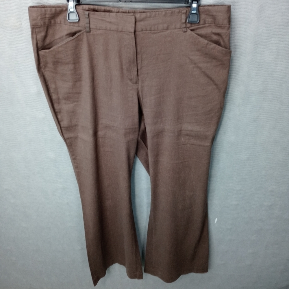 Tahari women's linin/rayon brown front zip pants s